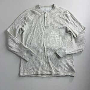 Abercrombie Fitch‎ Sweater Mens Size Medium Beige  Henley Sweater Long Sleeve